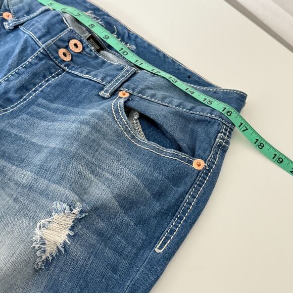 Ariya Bootcut Jeans Women Sz 13/14 Stretch Stitch Flap Distressed Western Grunge - Picture 5 of 16